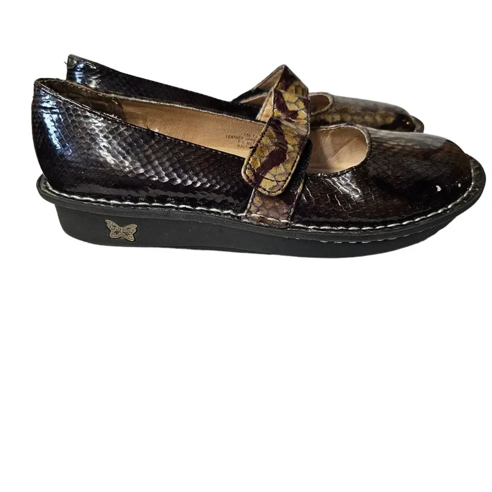 Alegria PG Lite Mary Jane‎ Metallic Faux Snake Skin FEL-709 Size 38 US 8-8.5